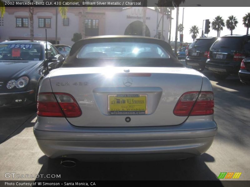 Brilliant Silver Metallic / Charcoal 2002 Mercedes-Benz CLK 430 Cabriolet