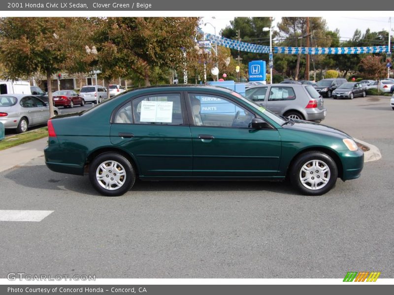 Clover Green / Beige 2001 Honda Civic LX Sedan