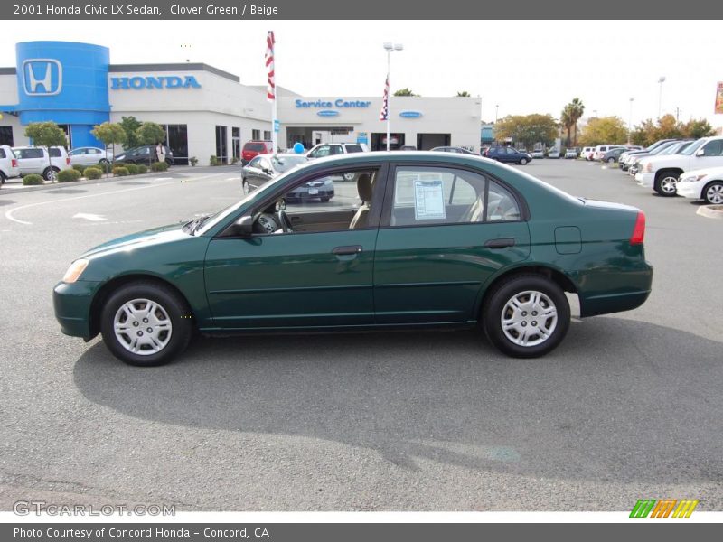 Clover Green / Beige 2001 Honda Civic LX Sedan