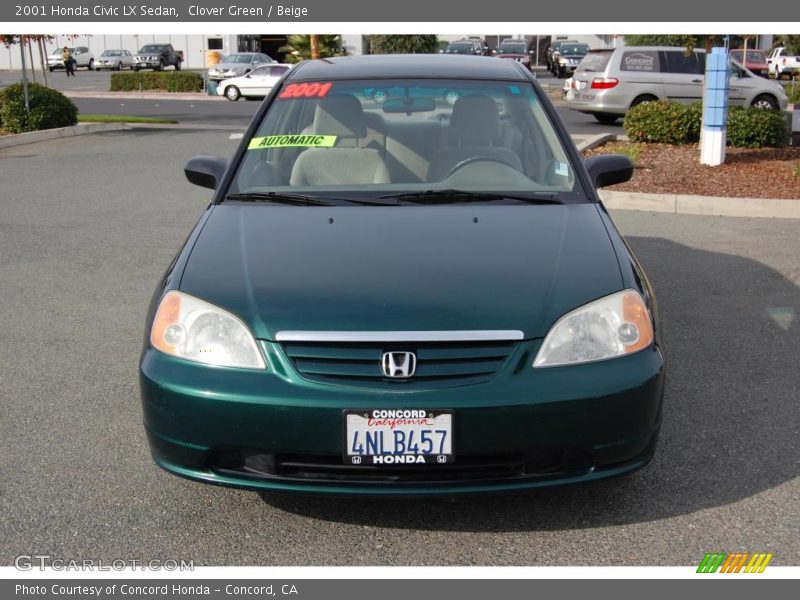 Clover Green / Beige 2001 Honda Civic LX Sedan