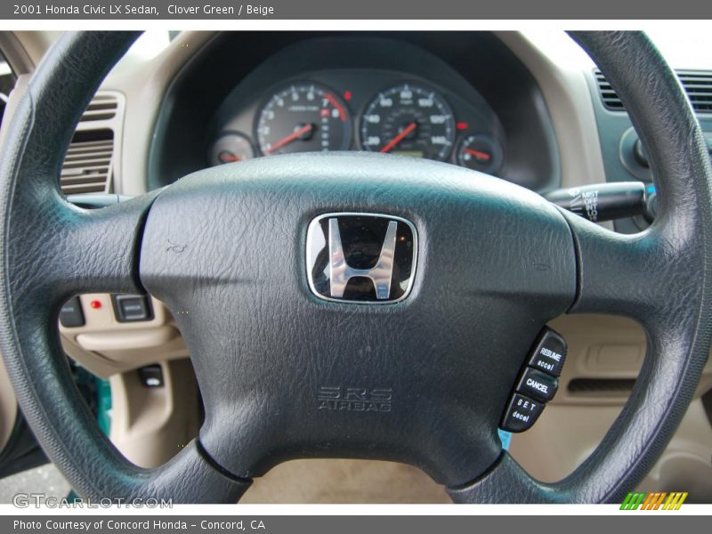 Clover Green / Beige 2001 Honda Civic LX Sedan