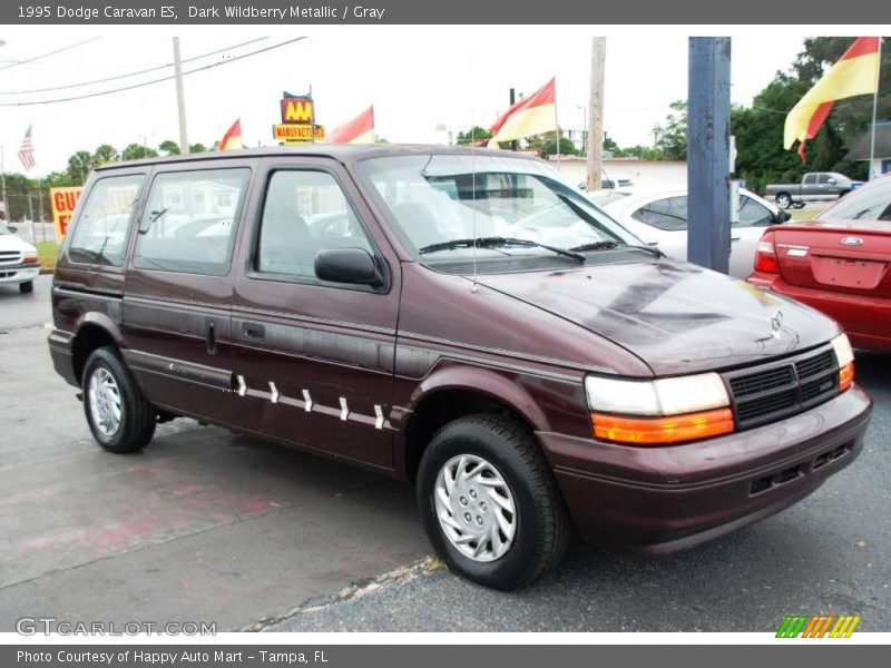 Dark Wildberry Metallic / Gray 1995 Dodge Caravan ES