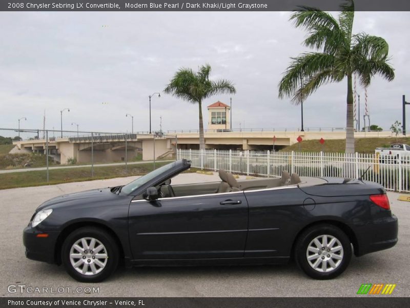 Modern Blue Pearl / Dark Khaki/Light Graystone 2008 Chrysler Sebring LX Convertible