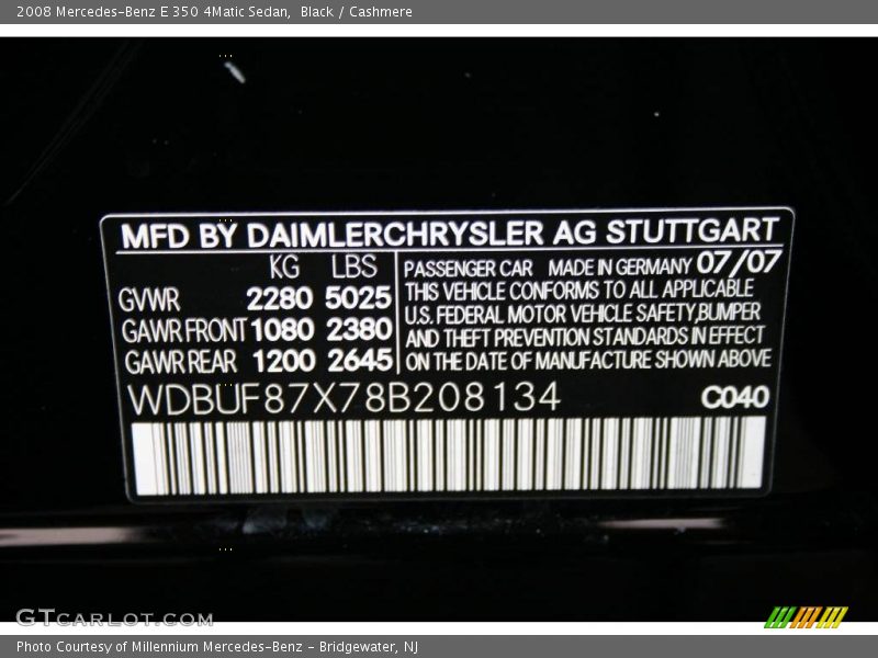 Black / Cashmere 2008 Mercedes-Benz E 350 4Matic Sedan