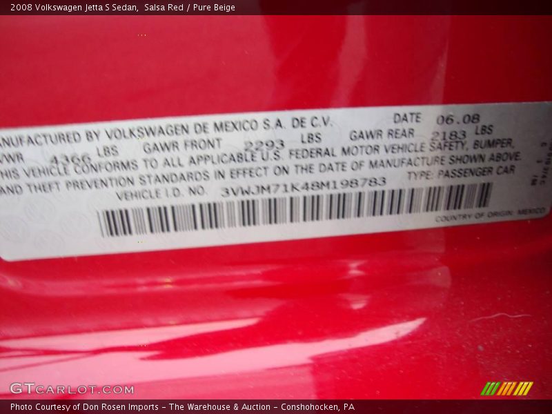 Salsa Red / Pure Beige 2008 Volkswagen Jetta S Sedan