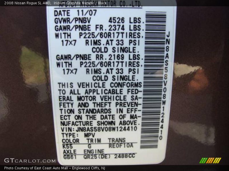 Iridium Graphite Metallic / Black 2008 Nissan Rogue SL AWD