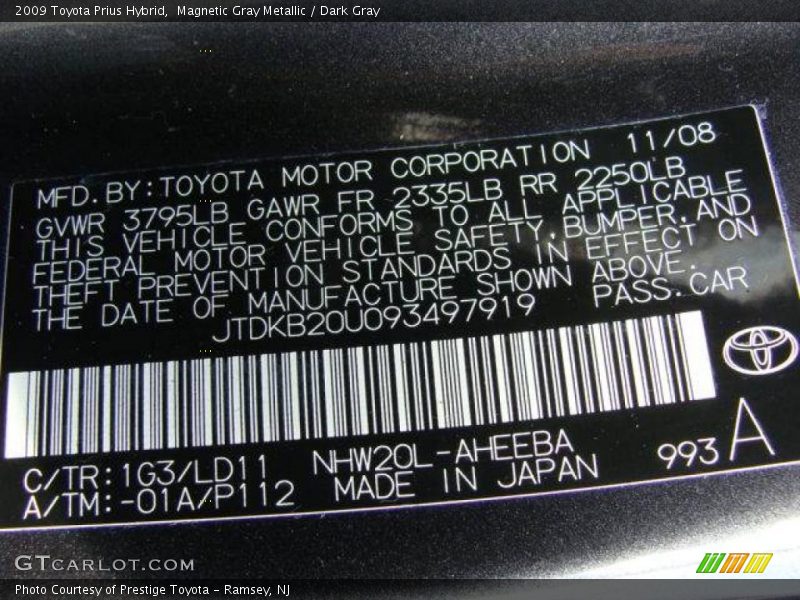 Magnetic Gray Metallic / Dark Gray 2009 Toyota Prius Hybrid