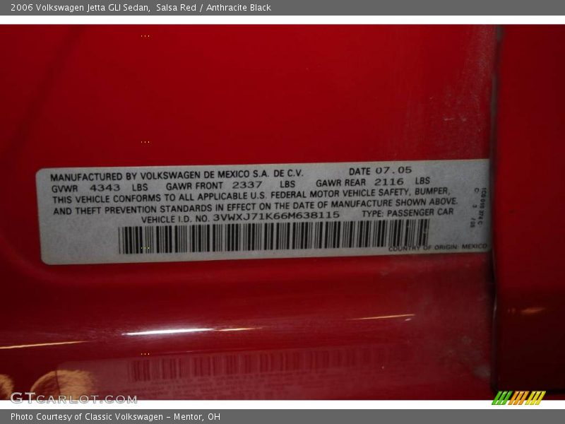 Salsa Red / Anthracite Black 2006 Volkswagen Jetta GLI Sedan