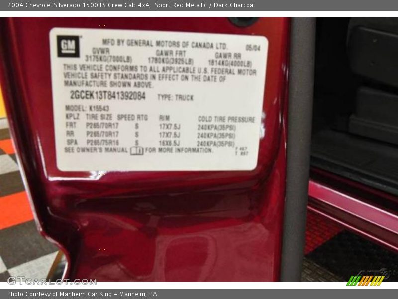 Sport Red Metallic / Dark Charcoal 2004 Chevrolet Silverado 1500 LS Crew Cab 4x4