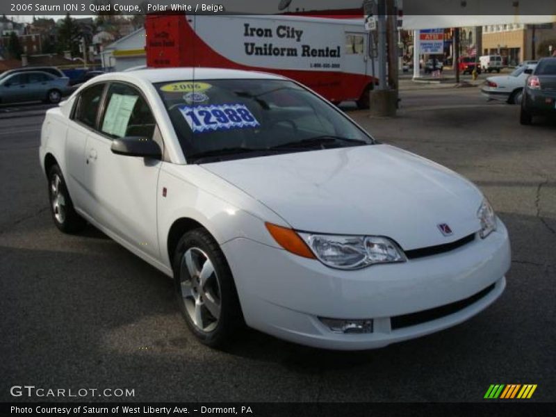 Polar White / Beige 2006 Saturn ION 3 Quad Coupe