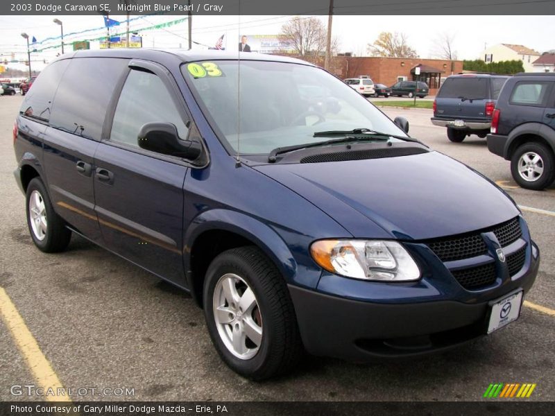 Midnight Blue Pearl / Gray 2003 Dodge Caravan SE