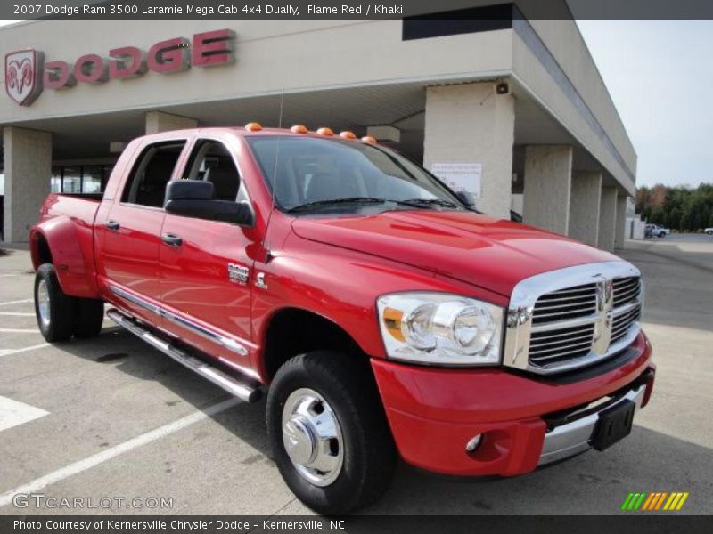 Flame Red / Khaki 2007 Dodge Ram 3500 Laramie Mega Cab 4x4 Dually