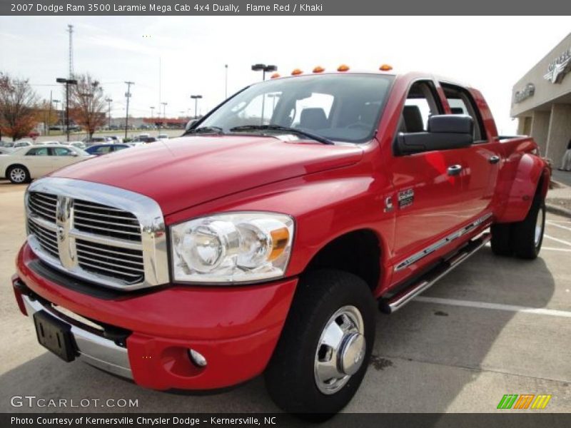 Flame Red / Khaki 2007 Dodge Ram 3500 Laramie Mega Cab 4x4 Dually