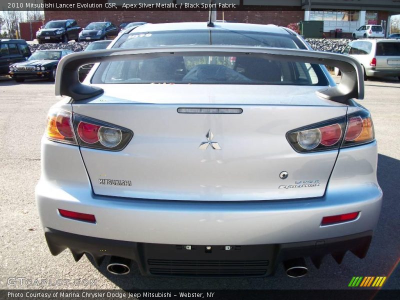 Apex Silver Metallic / Black Sport Fabric 2010 Mitsubishi Lancer Evolution GSR
