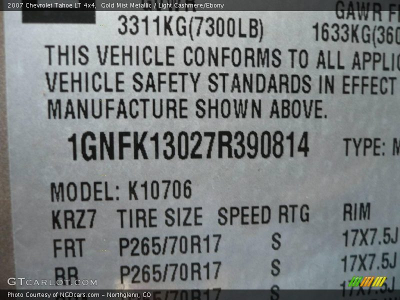 Gold Mist Metallic / Light Cashmere/Ebony 2007 Chevrolet Tahoe LT 4x4