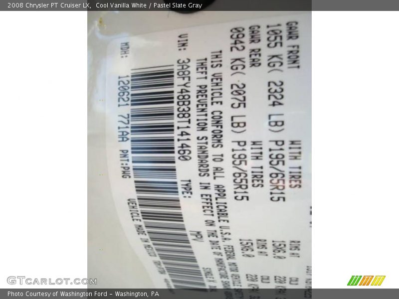 Cool Vanilla White / Pastel Slate Gray 2008 Chrysler PT Cruiser LX
