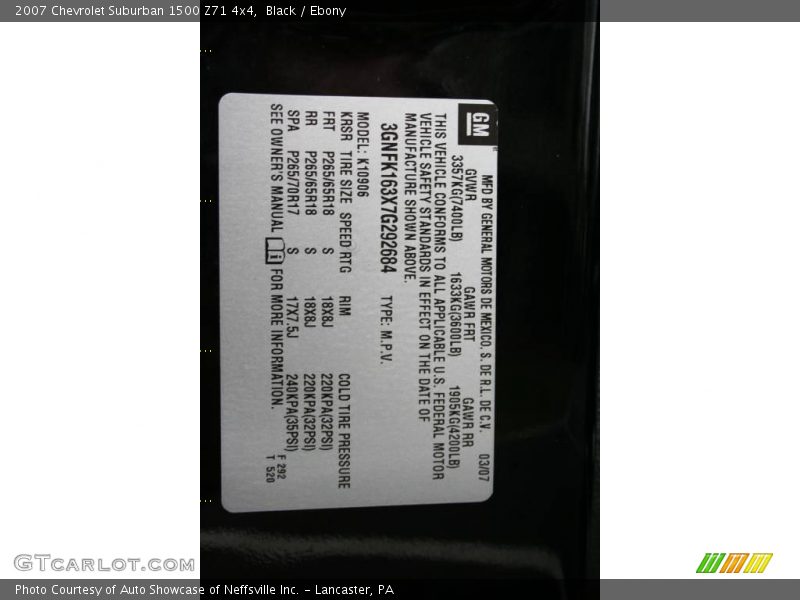 Black / Ebony 2007 Chevrolet Suburban 1500 Z71 4x4