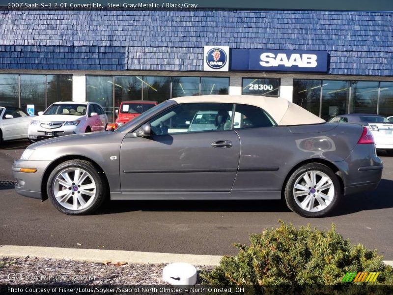 Steel Gray Metallic / Black/Gray 2007 Saab 9-3 2.0T Convertible