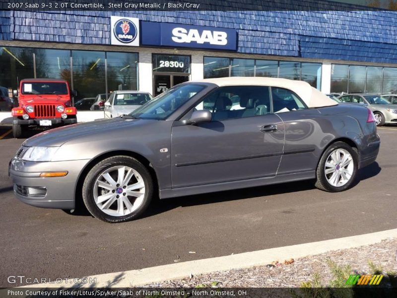 Steel Gray Metallic / Black/Gray 2007 Saab 9-3 2.0T Convertible
