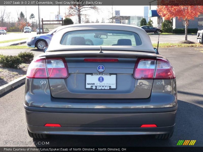 Steel Gray Metallic / Black/Gray 2007 Saab 9-3 2.0T Convertible