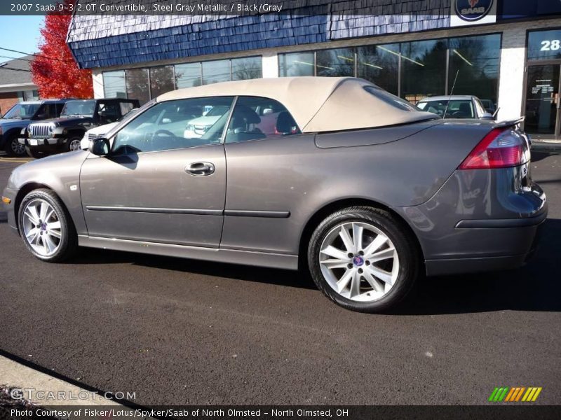 Steel Gray Metallic / Black/Gray 2007 Saab 9-3 2.0T Convertible