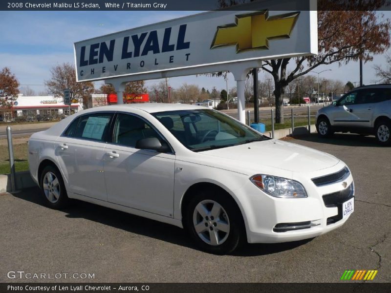 White / Titanium Gray 2008 Chevrolet Malibu LS Sedan