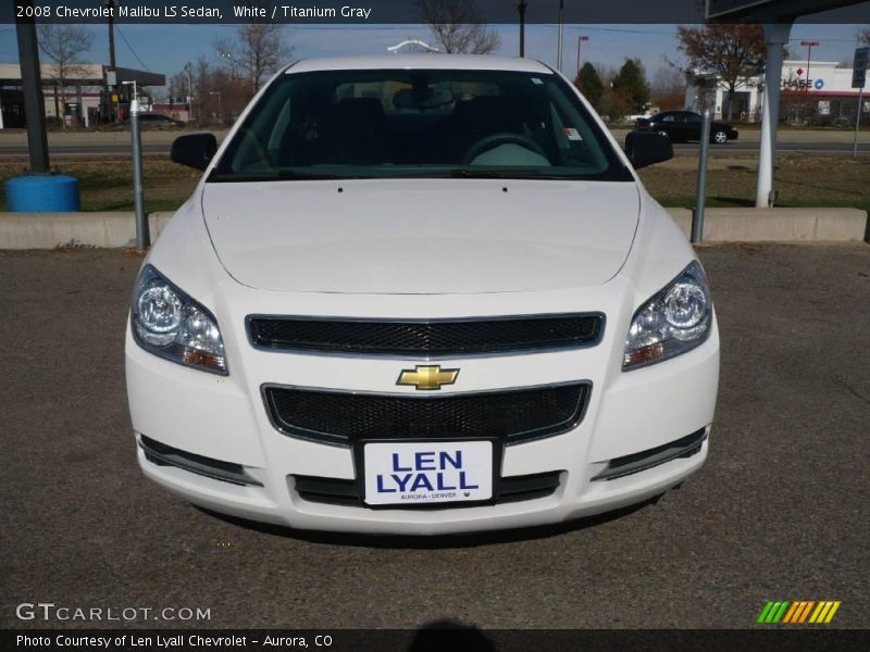 White / Titanium Gray 2008 Chevrolet Malibu LS Sedan