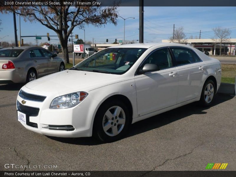 White / Titanium Gray 2008 Chevrolet Malibu LS Sedan