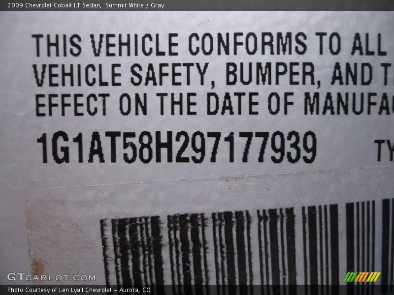 Summit White / Gray 2009 Chevrolet Cobalt LT Sedan