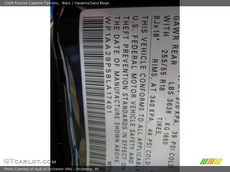 Black / Havanna/Sand Beige 2008 Porsche Cayenne Tiptronic