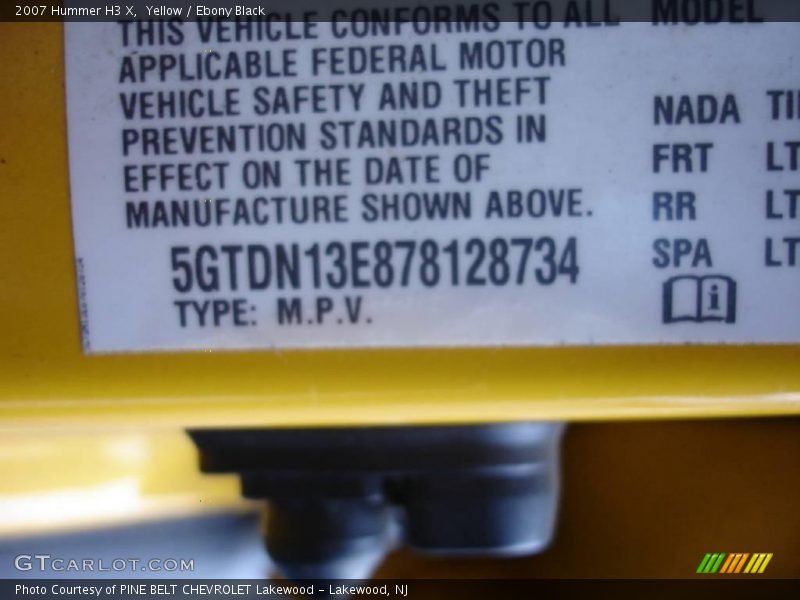 Yellow / Ebony Black 2007 Hummer H3 X
