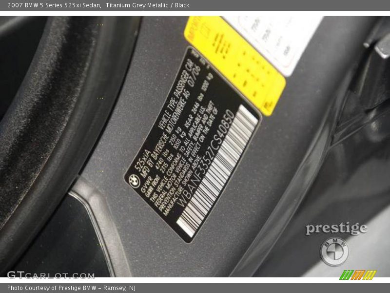 Titanium Grey Metallic / Black 2007 BMW 5 Series 525xi Sedan