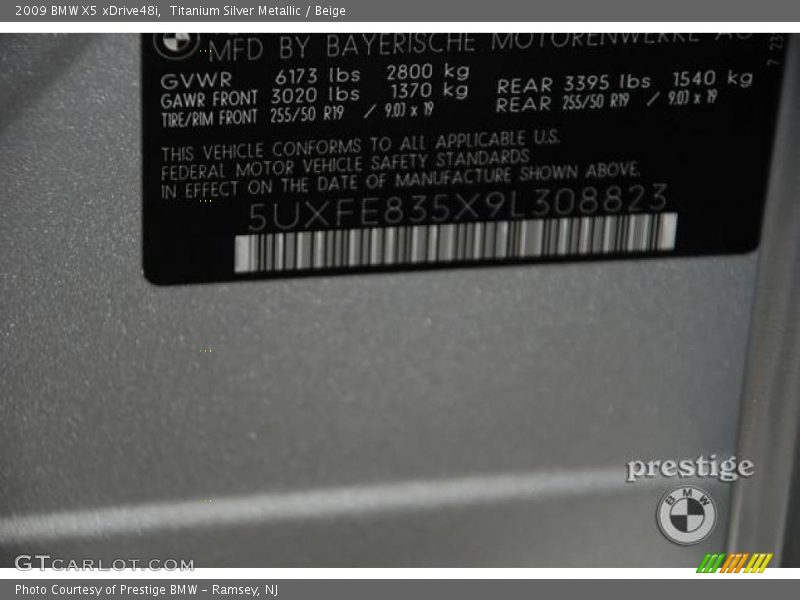 Titanium Silver Metallic / Beige 2009 BMW X5 xDrive48i
