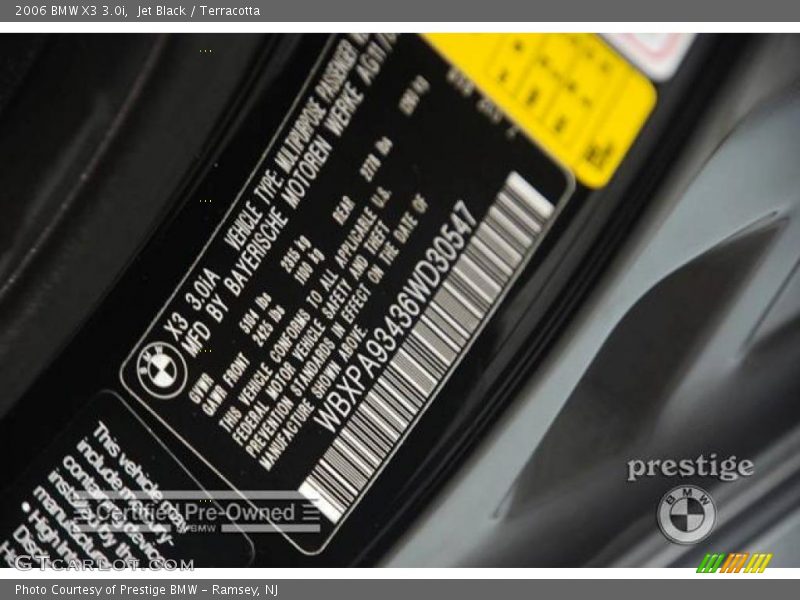 Jet Black / Terracotta 2006 BMW X3 3.0i