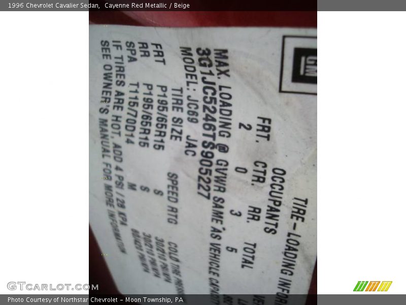 Cayenne Red Metallic / Beige 1996 Chevrolet Cavalier Sedan