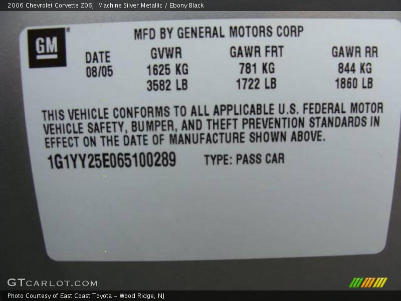 Machine Silver Metallic / Ebony Black 2006 Chevrolet Corvette Z06