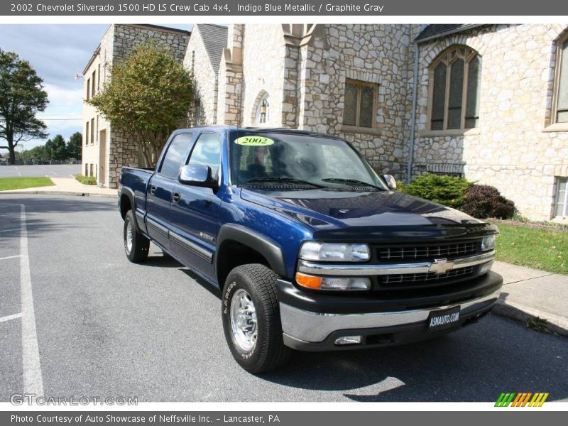 Indigo Blue Metallic / Graphite Gray 2002 Chevrolet Silverado 1500 HD LS Crew Cab 4x4