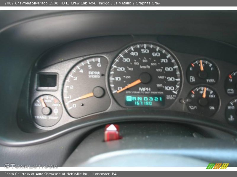 Indigo Blue Metallic / Graphite Gray 2002 Chevrolet Silverado 1500 HD LS Crew Cab 4x4