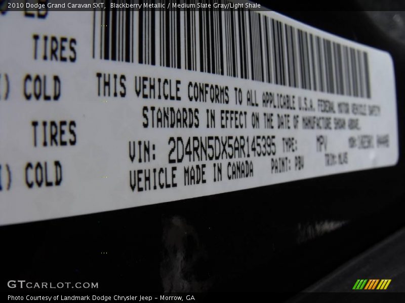 Blackberry Metallic / Medium Slate Gray/Light Shale 2010 Dodge Grand Caravan SXT