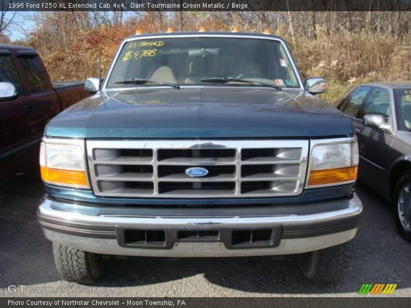 Dark Tourmaline Green Metallic / Beige 1996 Ford F250 XL Extended Cab 4x4