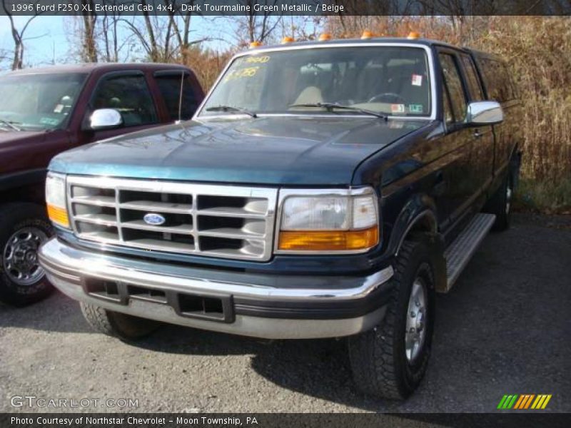 Dark Tourmaline Green Metallic / Beige 1996 Ford F250 XL Extended Cab 4x4