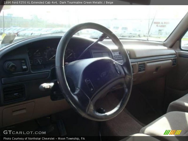 Dark Tourmaline Green Metallic / Beige 1996 Ford F250 XL Extended Cab 4x4