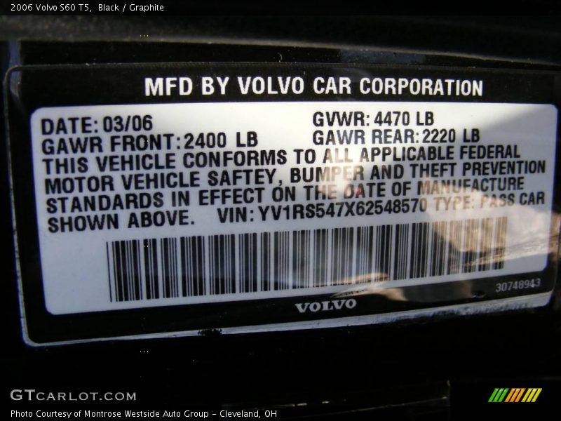 Black / Graphite 2006 Volvo S60 T5