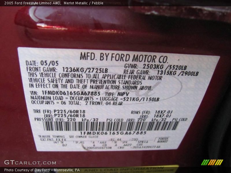 Merlot Metallic / Pebble 2005 Ford Freestyle Limited AWD