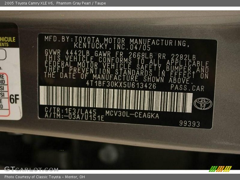 Phantom Gray Pearl / Taupe 2005 Toyota Camry XLE V6