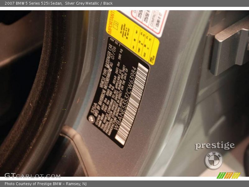 Silver Grey Metallic / Black 2007 BMW 5 Series 525i Sedan