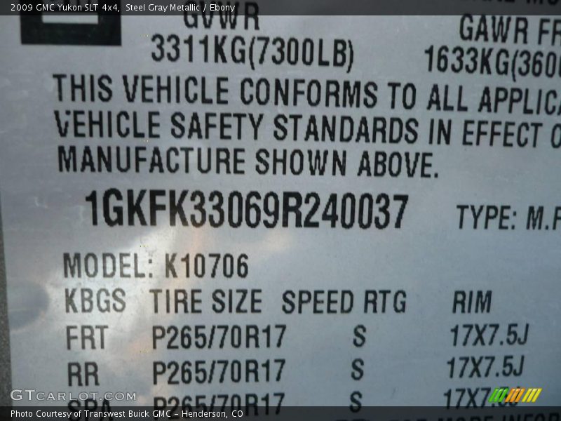 Steel Gray Metallic / Ebony 2009 GMC Yukon SLT 4x4