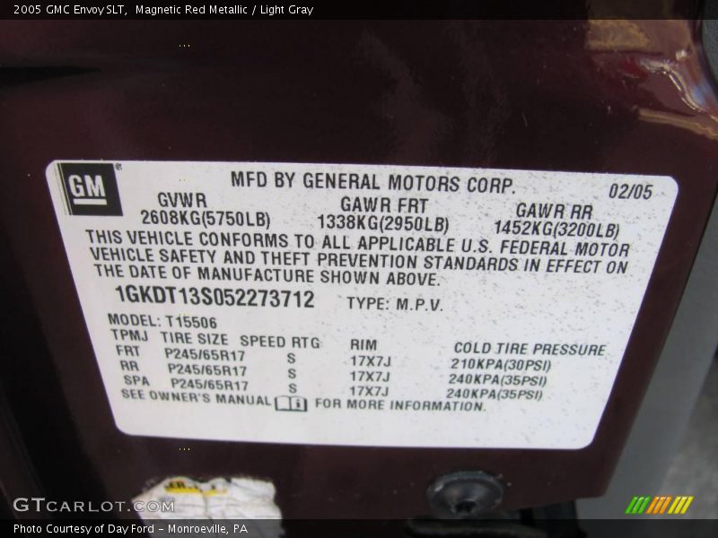 Magnetic Red Metallic / Light Gray 2005 GMC Envoy SLT