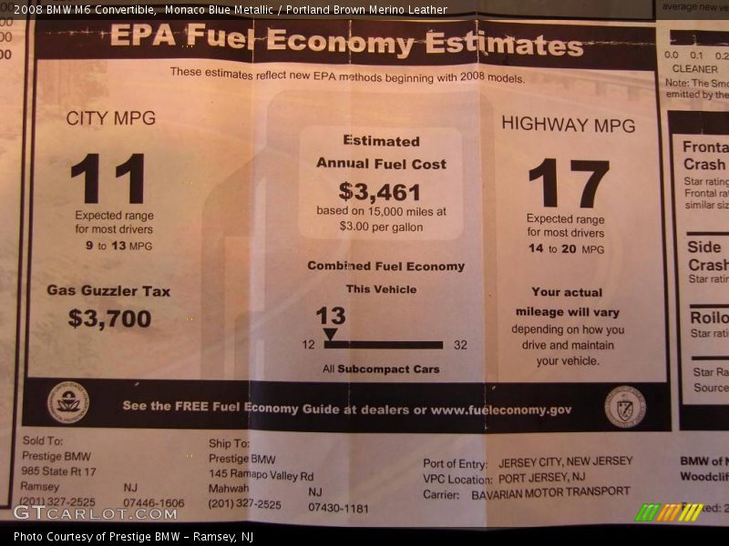 Monaco Blue Metallic / Portland Brown Merino Leather 2008 BMW M6 Convertible