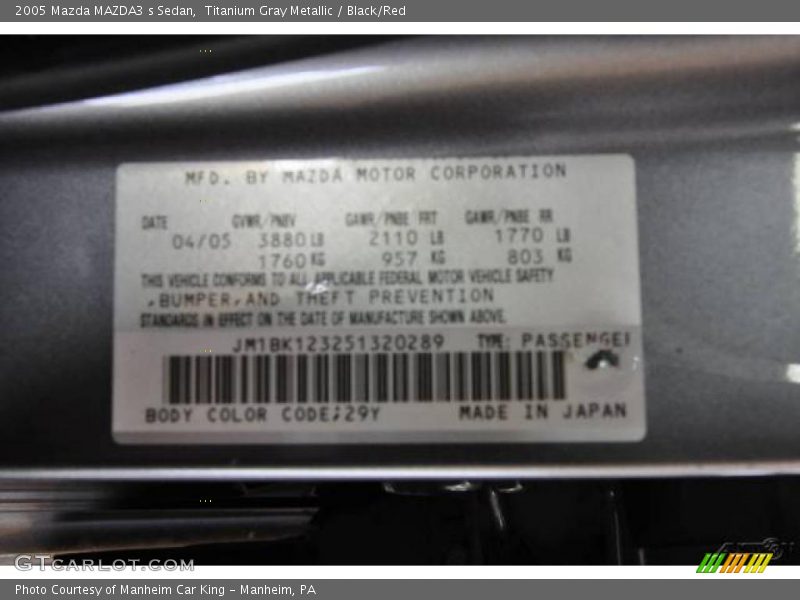Titanium Gray Metallic / Black/Red 2005 Mazda MAZDA3 s Sedan